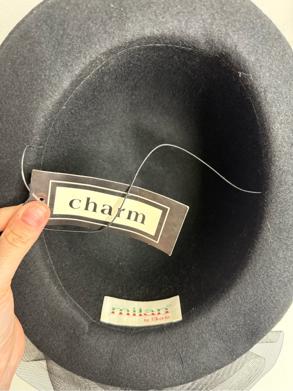 Milan by Charm Vintage Decorative Derby Hat Black Tulle flower NWT deadstock - Picture 6 of 8